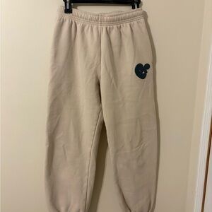 Princess Polly Beige Fleece Joggers with Dark Logo